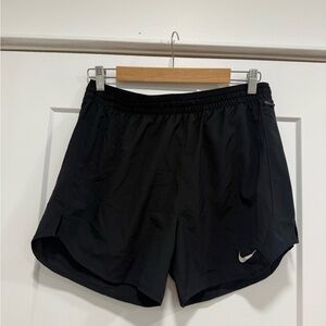 Nike Women's Black Athletic Running Shorts with White Swoosh